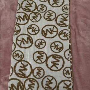 Michael Kors Brown and White Logo Scarf